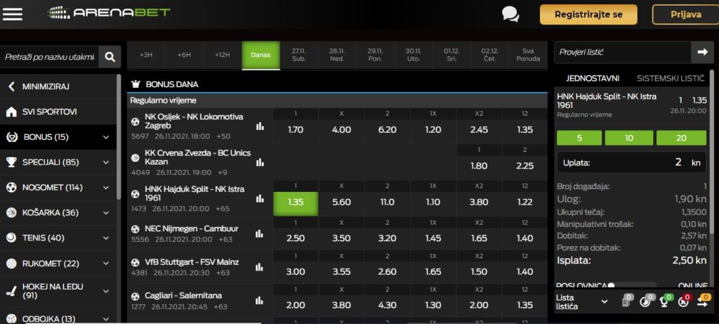 Arena Bet naslovnica