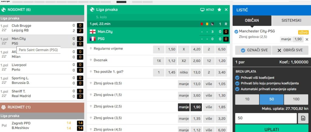 Crobet klađenje uživo