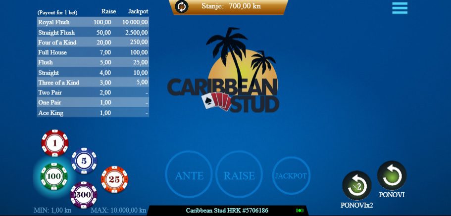 Arena Casino Caribbean Stud