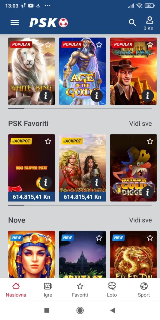 PSK aplikacija casino