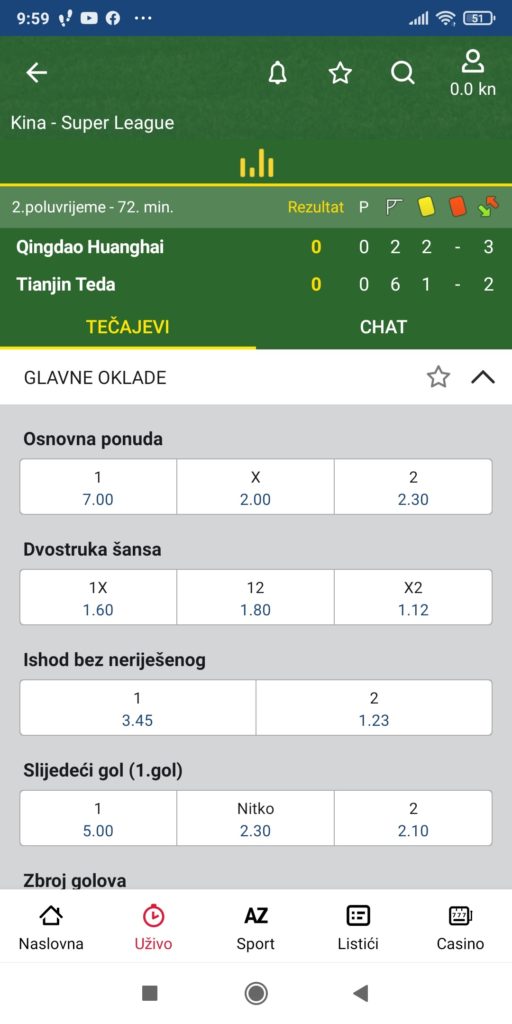 PSK klađenje uživo u aplikaciji