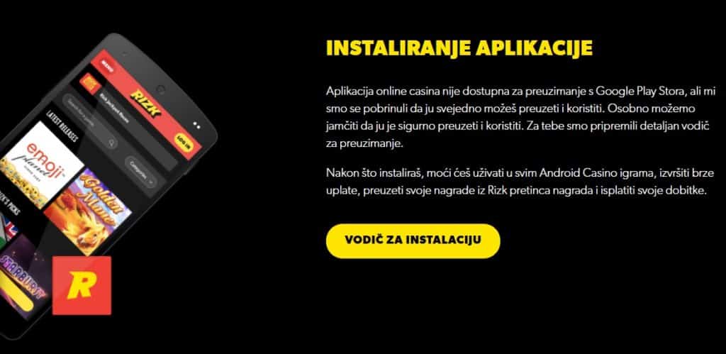 Rizk Casino aplikacija