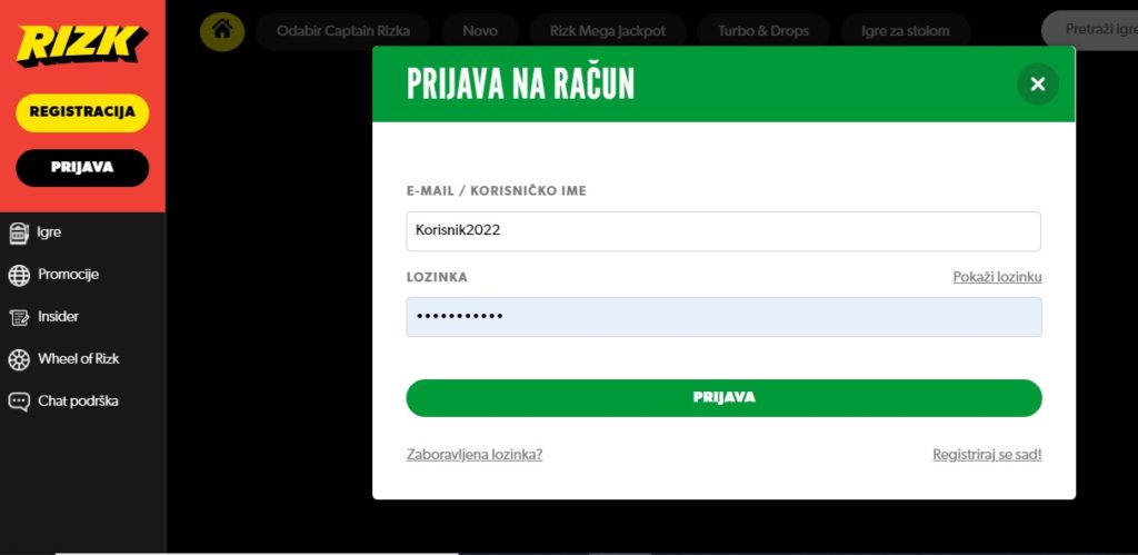 Rizk prijava - kako se ulogirati u casino