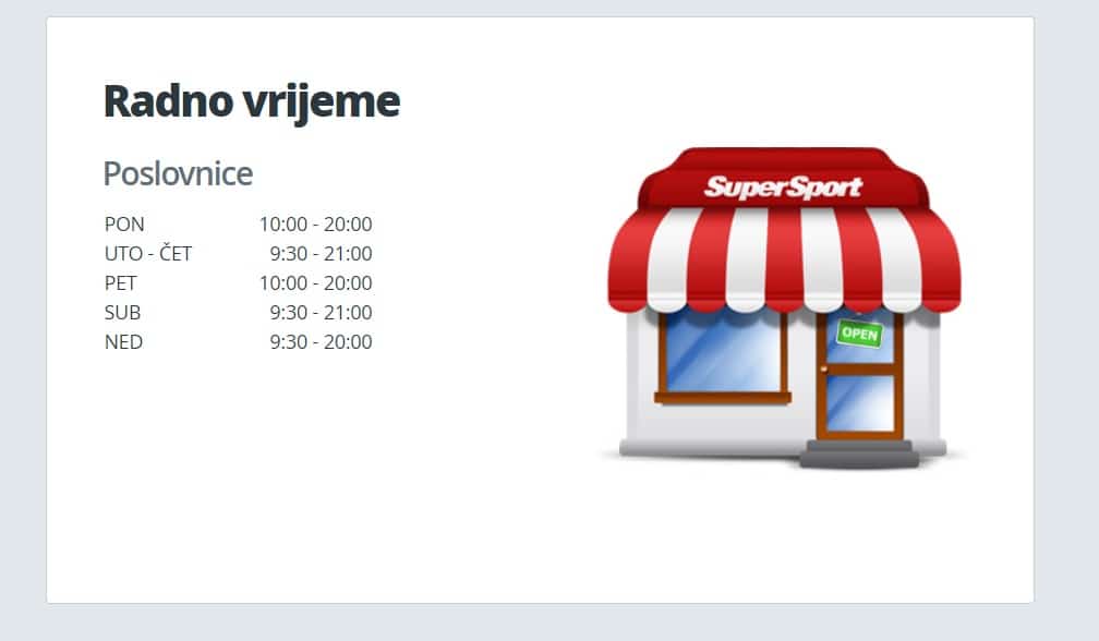 SuperSport poslovnice radno vrijeme Super Sport