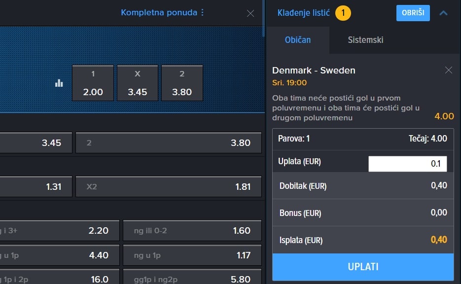 Opcije oba tima daju gol